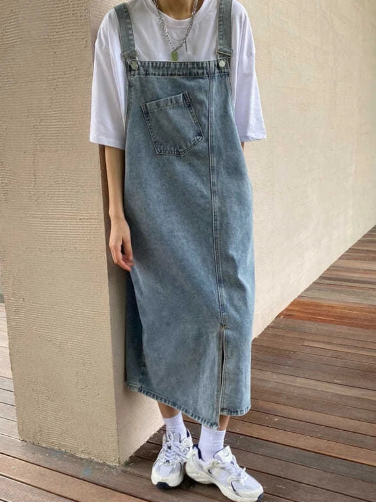 Maya - Denim Loose Overall Dress